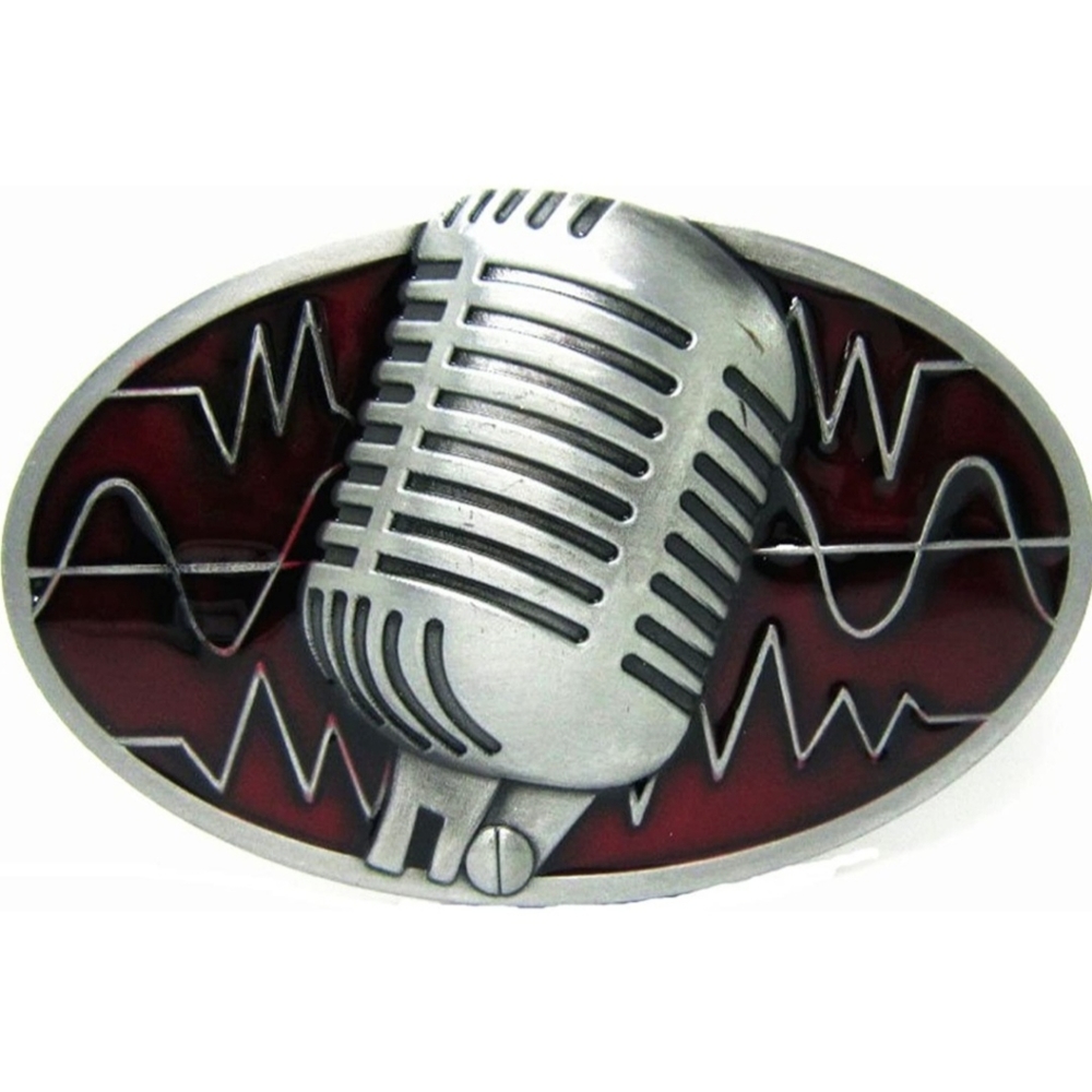 New Vintage style microphone singer musician belt buckle approx. 3.75" inches